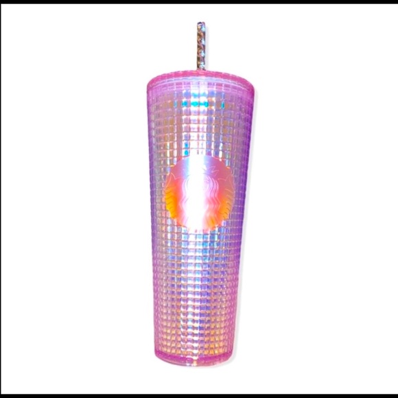 Starbucks Iridescent pink grid Holiday 2020